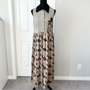 Vintage Randy Pantel Patchwork Flowy Breezy Sleeveless Midi Dress Made in Canada